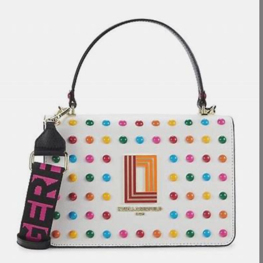 NWT KARL LAGERFELD Paris Simone Multicolor Studded Crossbody Bsg